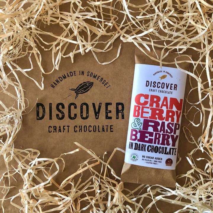 Discover chocolate – wholesale Chocolate bar – Cranberry and Raspberry in Dark Chocolate, No Added sugar1