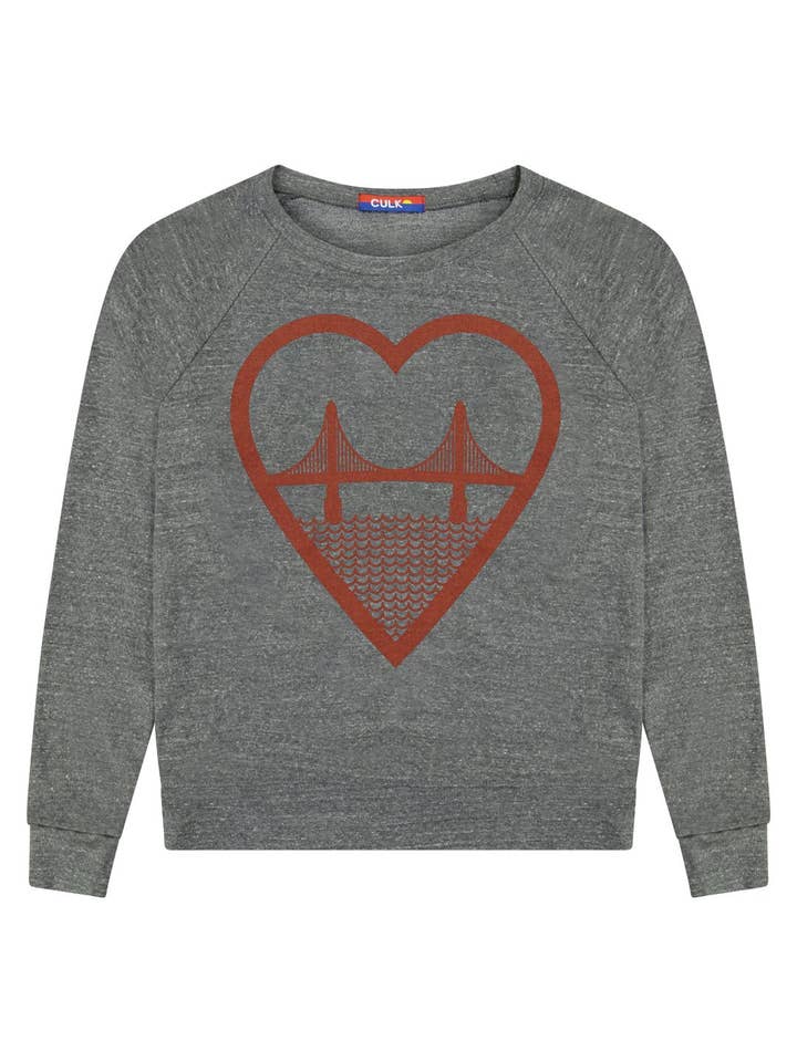 Culk - Wholesale Graphic Sweatshirt - Women's - I Heart SF Women's Raglan Pullover Grey