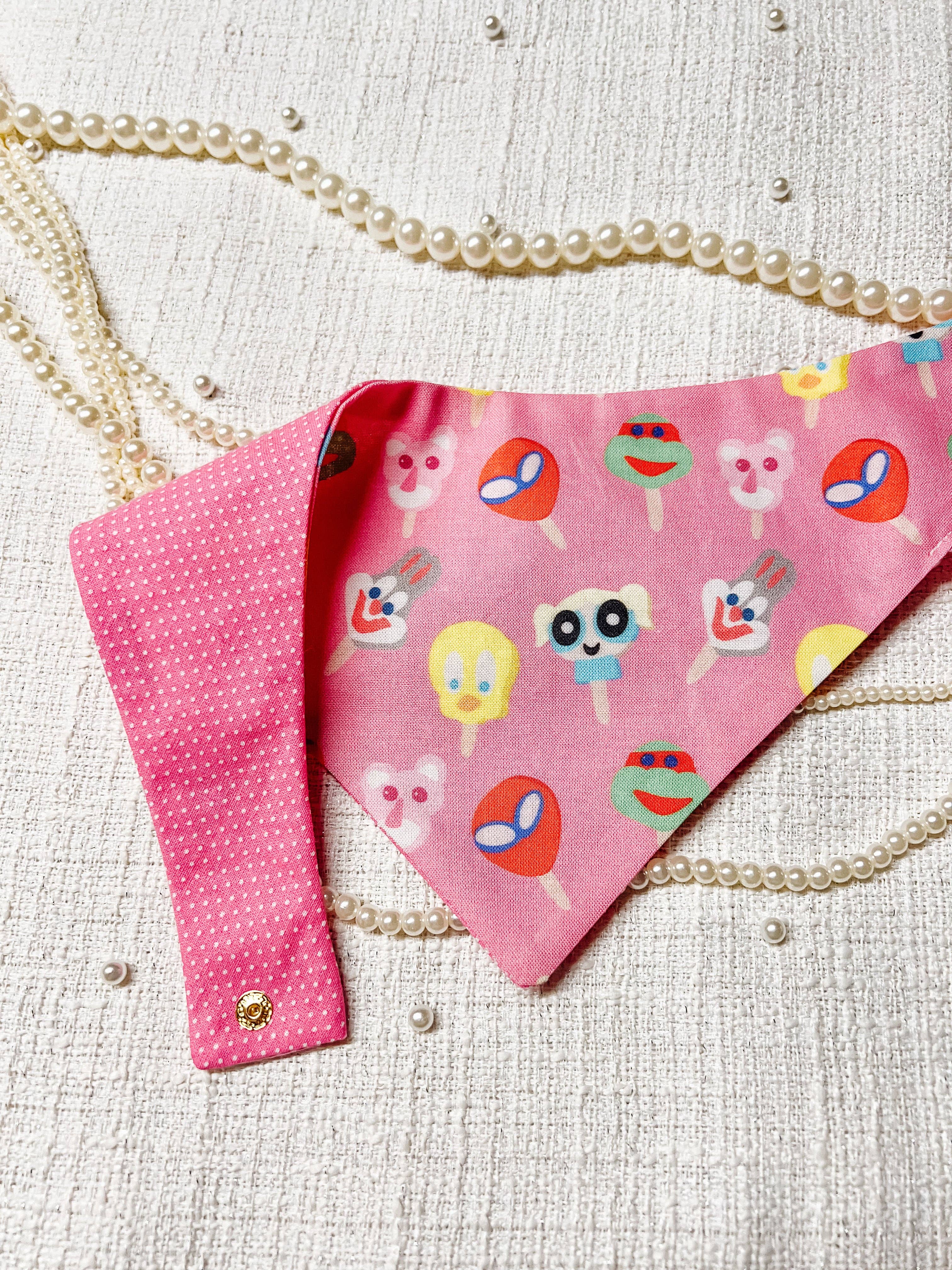 StellaLoo – wholesale Bandana - Hund – Retro Glasspinne Karaktärer Hund Bandana, Vändbar Snäpp På Co6