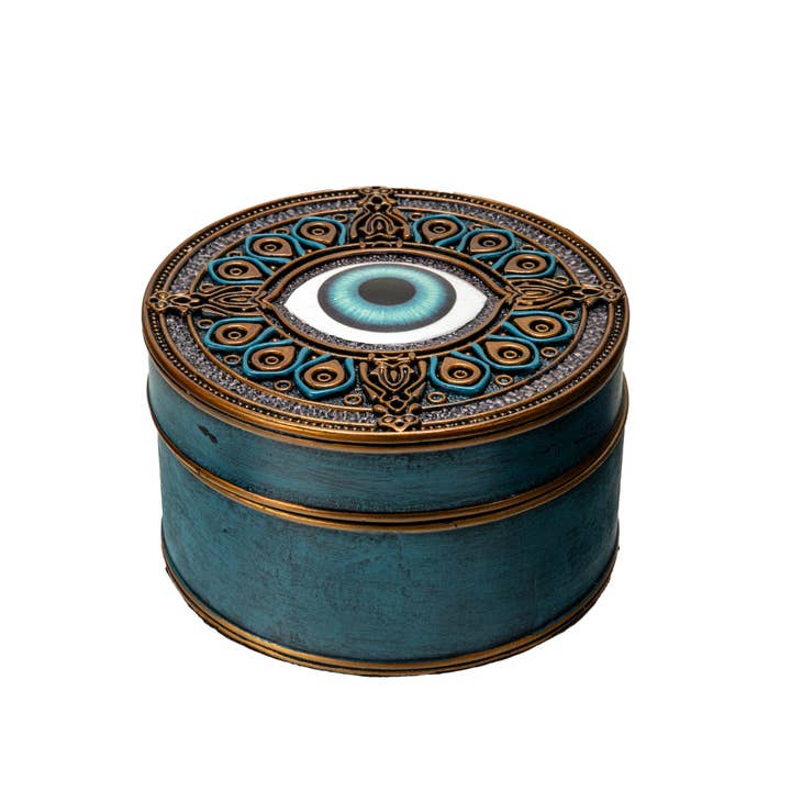 Pacific Trading - Wholesale Decorative Box - Evil Eye Turquoise Round Trinket Box3