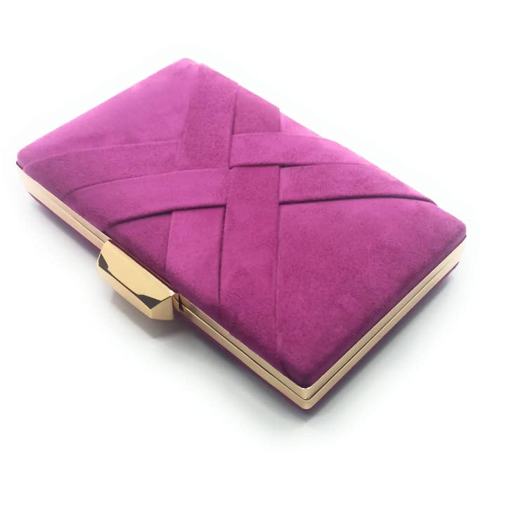 BRANDELIA - Wholesale Clutch Bag - Women's - Handbag Party Bag · Crossbody Suede Violet Gold