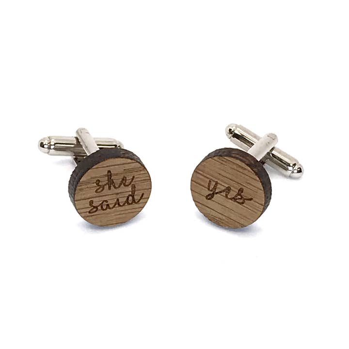 Sie sagte ja Holz-Manschettenknöpfe für den Großhandel von Sac de Noeud