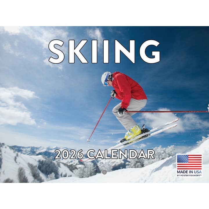 Skidkalender 2026 Skidåkning Månadskalender Väggkalender 12 Månader för wholesale av 2026 Calendars