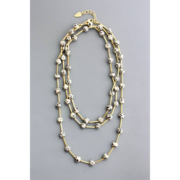 David Aubrey Jewelry – Großhandel Perlenkette – HYL160 Halskette aus dalmatinischem Jaspis und Messing