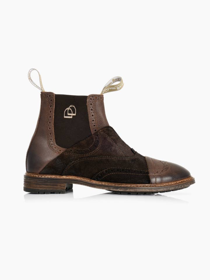 Stivale da uomo senza lacci | Combinazione di pelle marrone e camoscio per la vendita all'ingrosso da parte di Virgoan Wish LLC