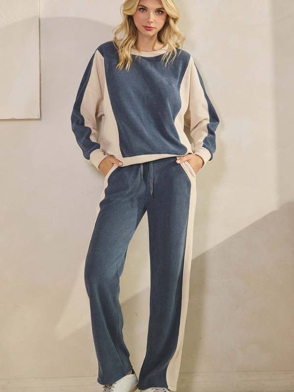 Damen Entspanntes Colorblock-Cord-Set für den Großhandel von Yelete