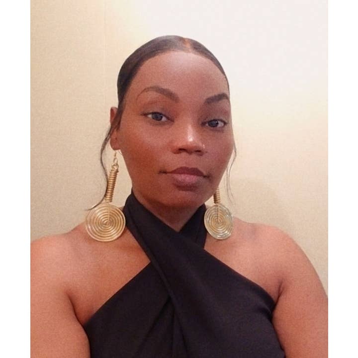 Andrea Lashay Collection - Wholesale Dangle Earrings - Extended Disc Earrings, Gold Statement Earrings1