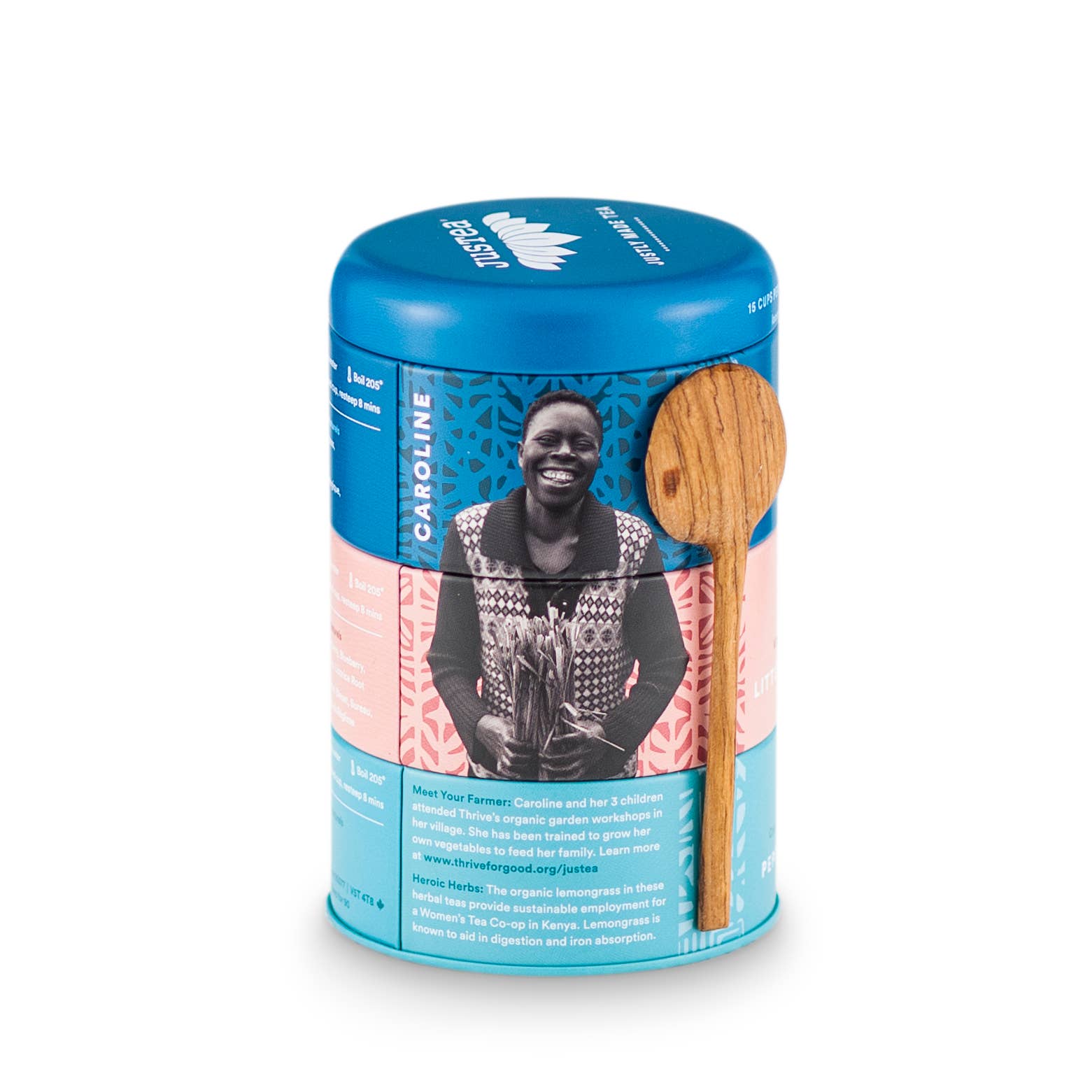 JusTea - Vendita all'ingrosso Tisane salutari e depurative - Trio di tè alle erbe in latta e cucchiaio - Regalo per tè biologico, equo e solidale1