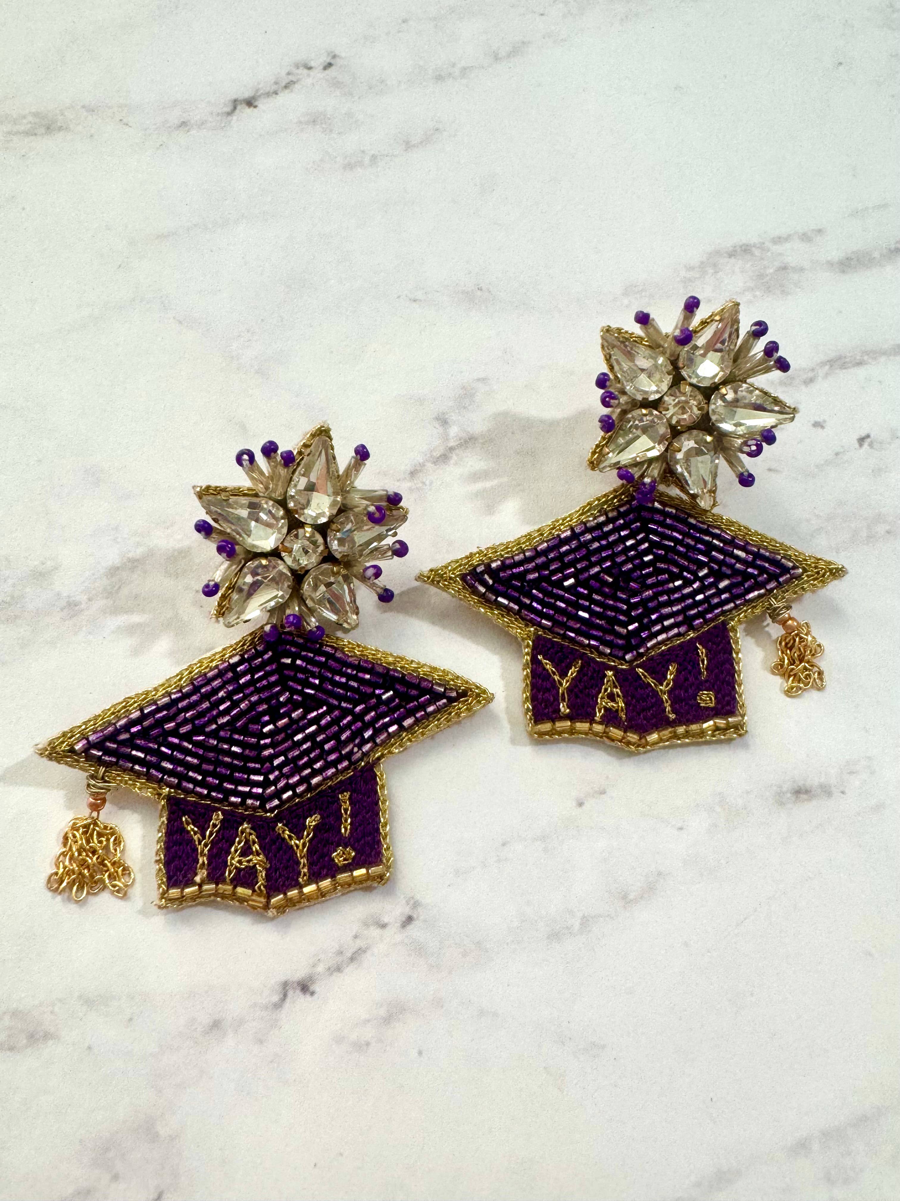 Louie Love - Wholesale Dangle Earrings - Graduation Hat Beaded Earrings1