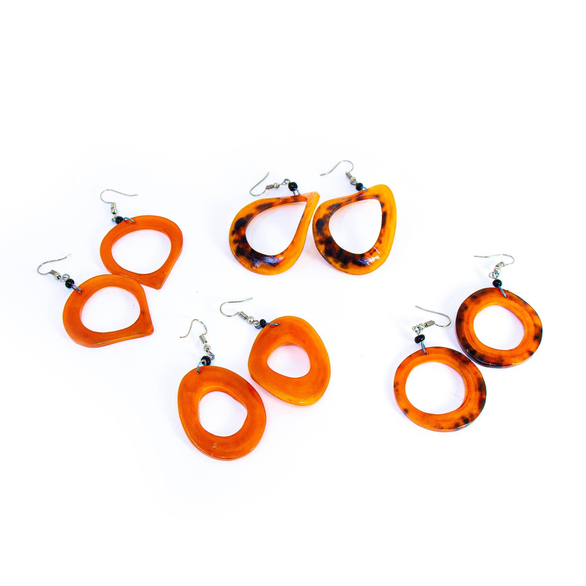 Global Crafts - Wholesale Dangle Earrings - Elongated Dangle Horn Earrings, Orange2