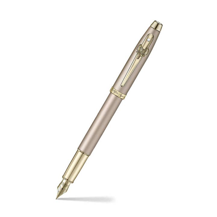 Sheaffer 100 Emily in Paris 9377 Champagne Gold Fountain Pen with Champagne Gold Trims and Bow-Shaped Clip Emblem (Medium) for wholesale by Sheaffer Pens