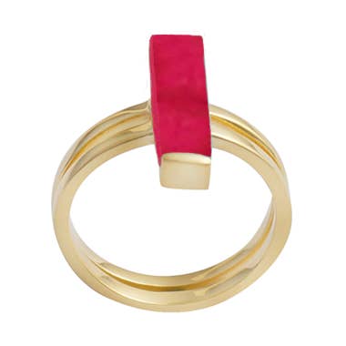 Tyee Ring - Gold Plated - Fuschia Quartz for wholesale by TALISMAS BIJOUX