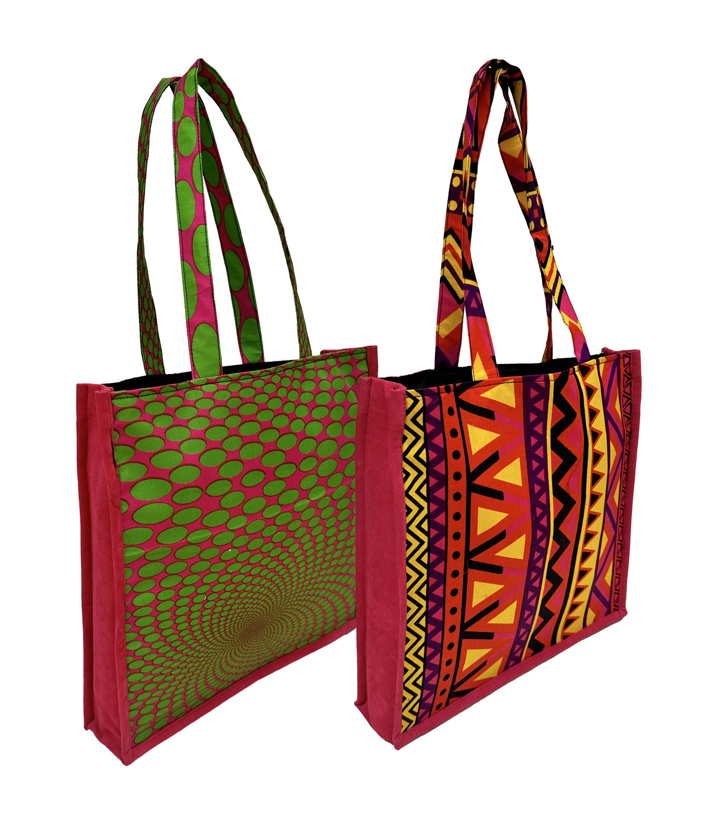 Satsuma Wholesale – Engroshandel Tote bag - Dame – Afrikansk Ankara Kente Indkøbs-/Tote Taske - Pakke med 2 Stykker (Kopi)0