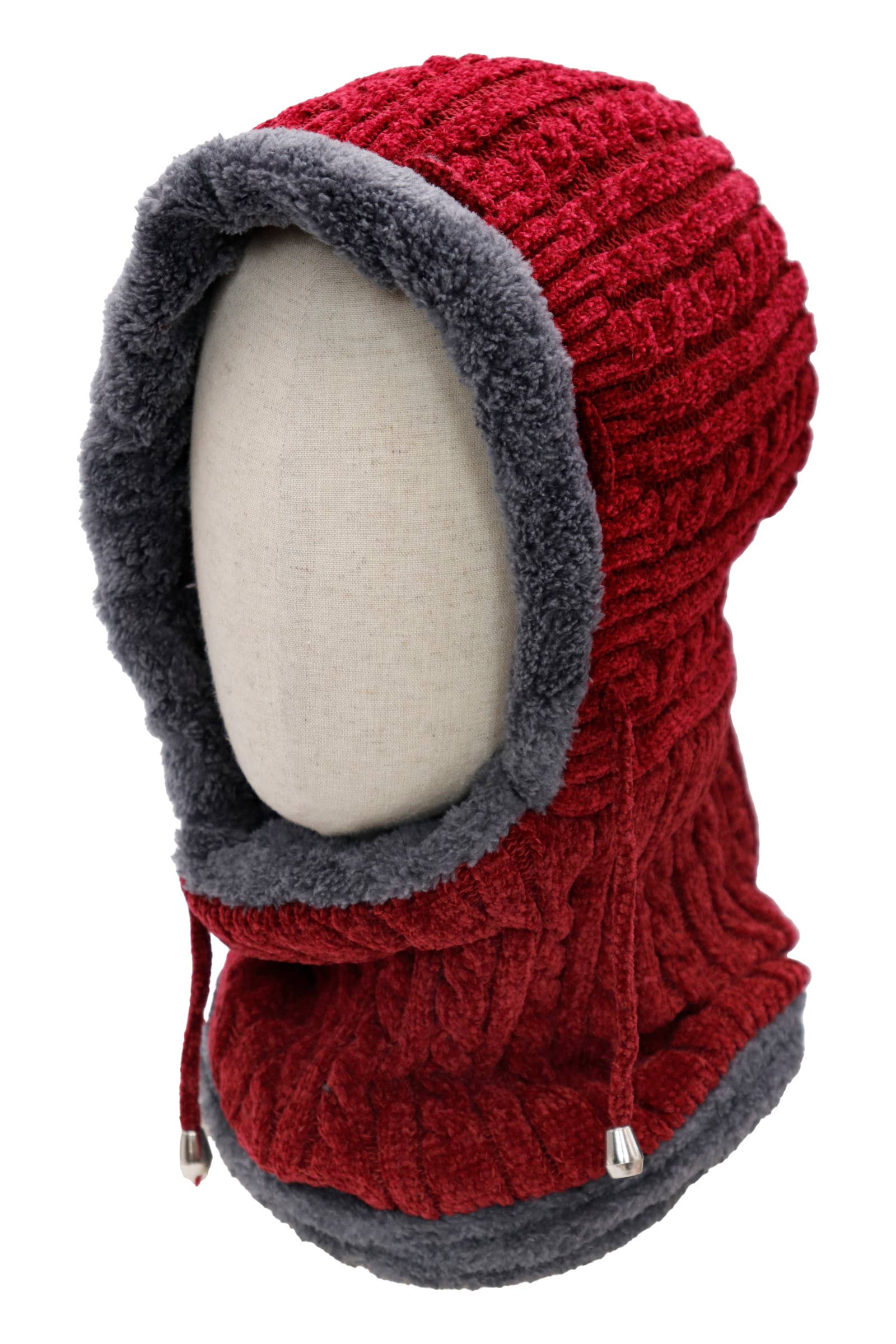 Cap Zone - Wholesale Balaclava - Women's - Velvety Chenille Knitted Sherpa Fleece Balaclava10