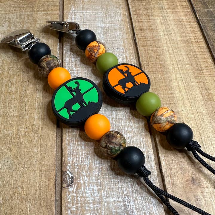 Big Buck Pacifier Clip for wholesale by Ridge & Co Teething Shop LLC