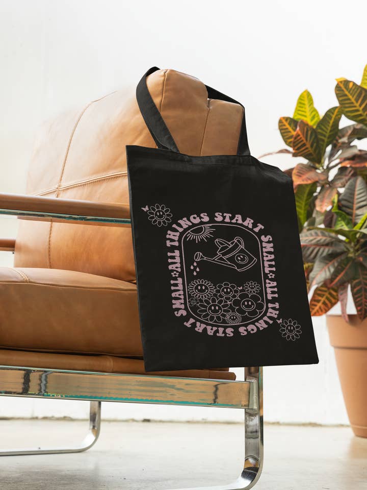 Saco de Algodão "Todas as Coisas Começam Pequenas" por atacado de MandaMade4u