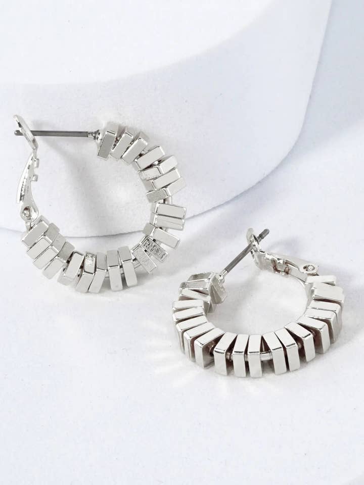 14K-Gold-Dipped 4mm Brass Square Beaded 20mm Omega-Back Hoop Earrings for wholesale by Wild Honey