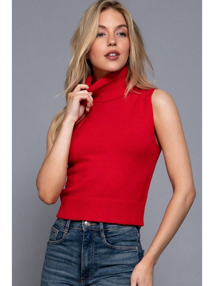 Vanilla Monkey - Wholesale Knit top – Women's - Sleeveless Turtle Neck Sweater Top2