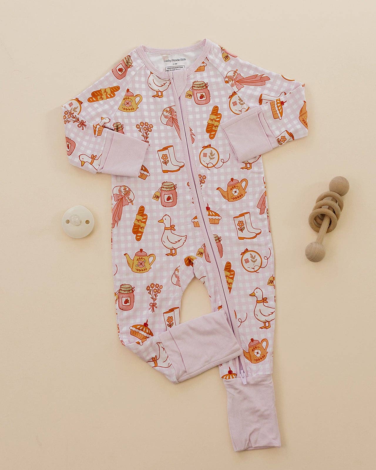 Lucky Panda Kids - Wholesale Jumpsuit - Baby - Bamboo Zip Romper | Cottagecore Cutie2