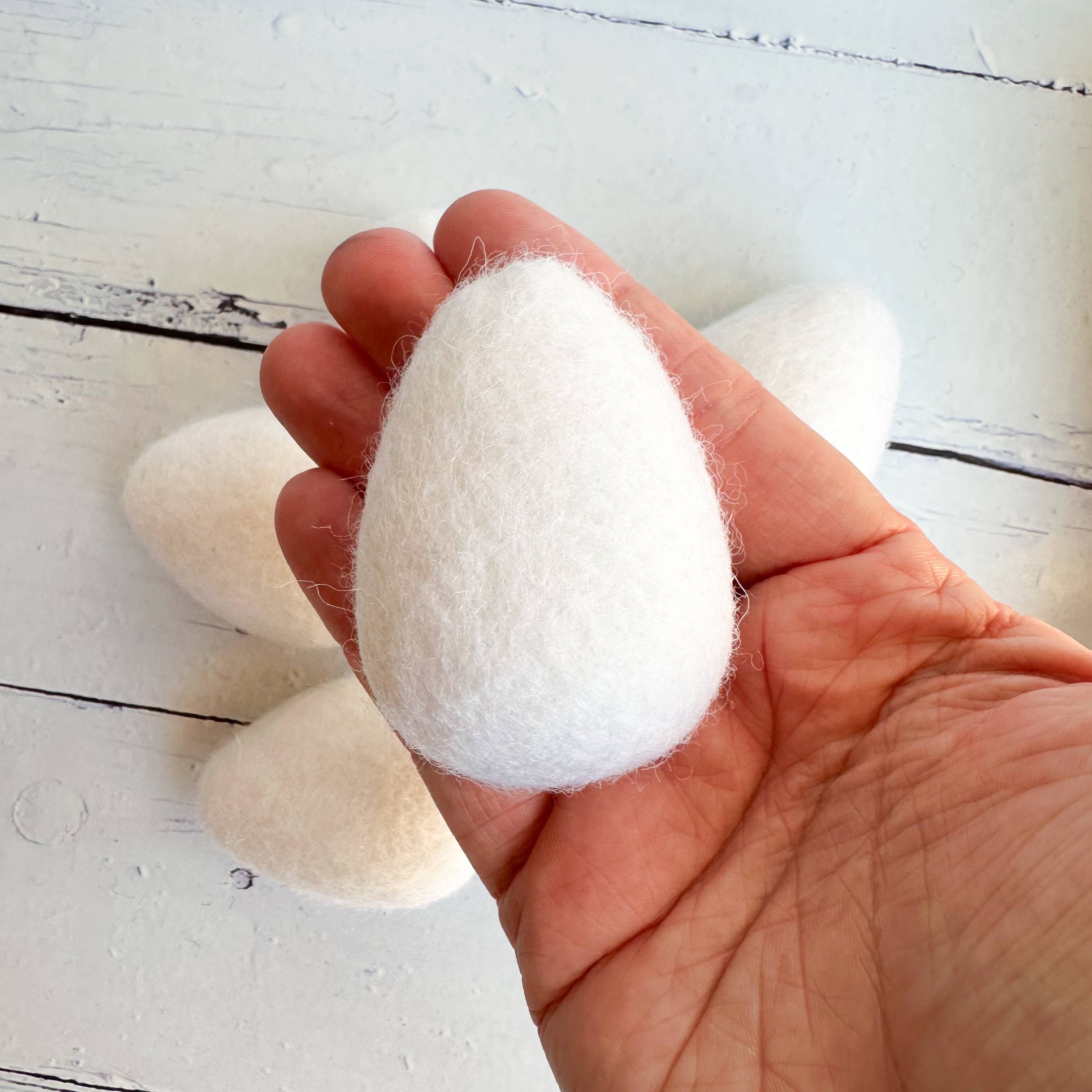 Sewing Seeds Play - Wholesale Decorative Tabletop Object - Six Boho Brown/White Felt Eggs - 6cm *New Larger Size1