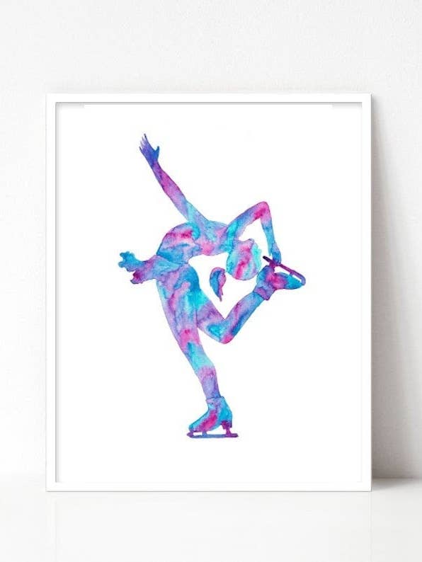 Impression aquarelle de patinage sur glace pour la vente par Goodfairyart