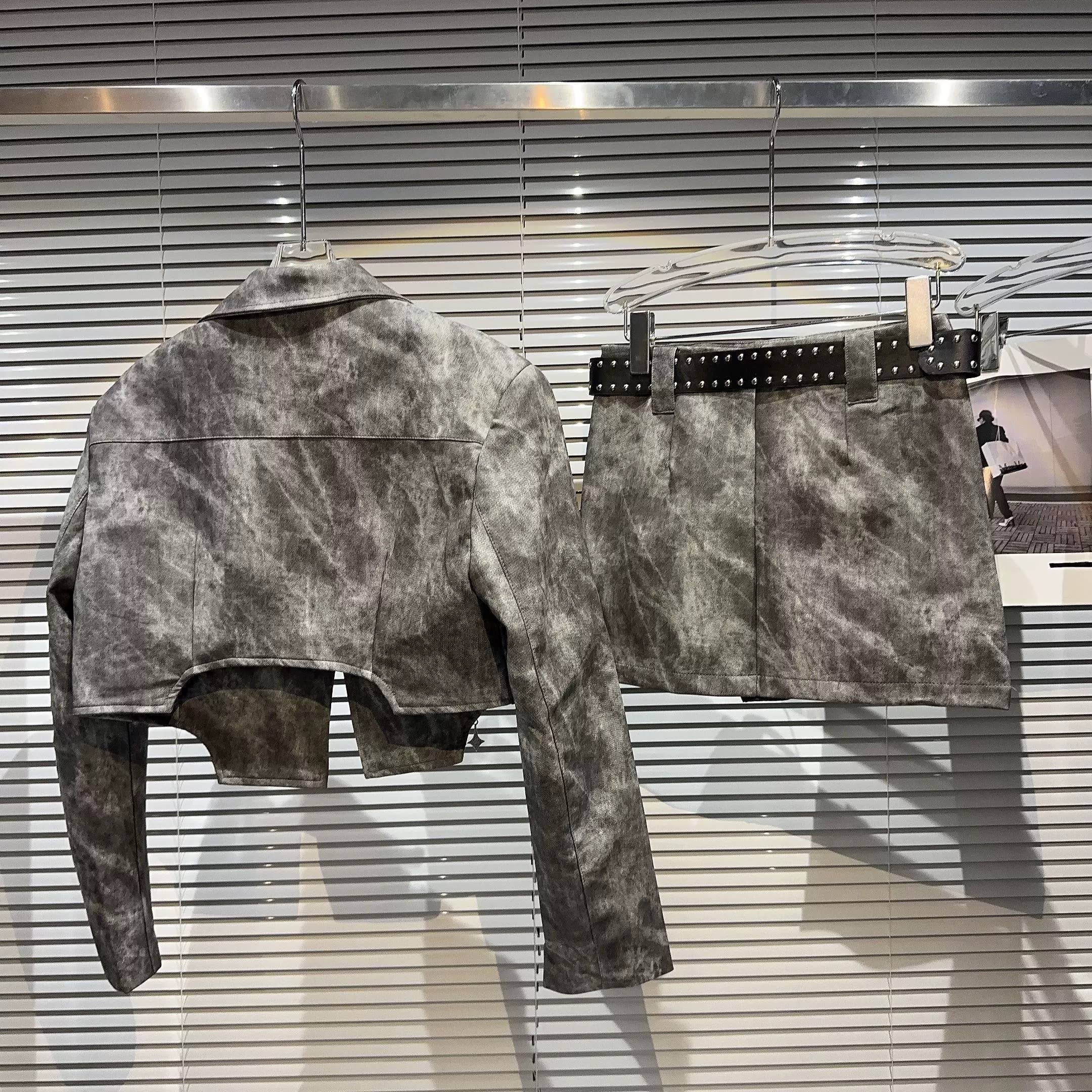 Productseeker - Wholesale Top & Skirt Set - Women's - SET220Y PU Leather Jacket & Studded Skirt Set – Fall Edge1