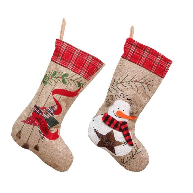 Plush Looks – Großhandel Weihnachtsstrumpf – Große, bestickte Jute-Socke, Geschenktüte, Weihnachtsdekoration7