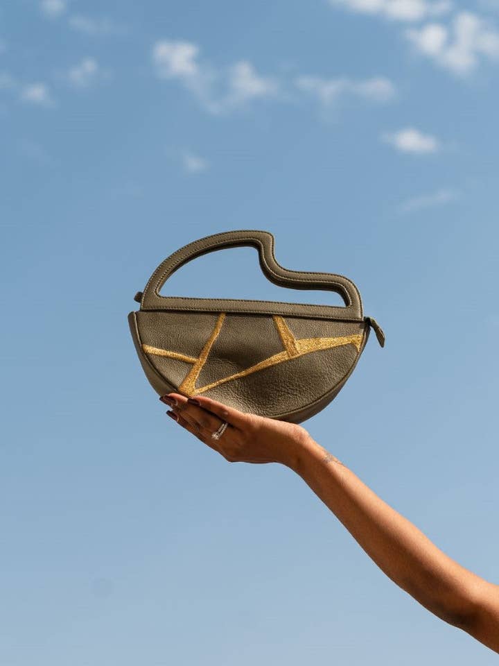 Maeve Crescent Clutch in Olive for wholesale by Econock