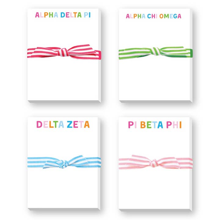 SORORITY GREEK RAINBOW MINI NOTEPAD for wholesale by Donovan Designs
