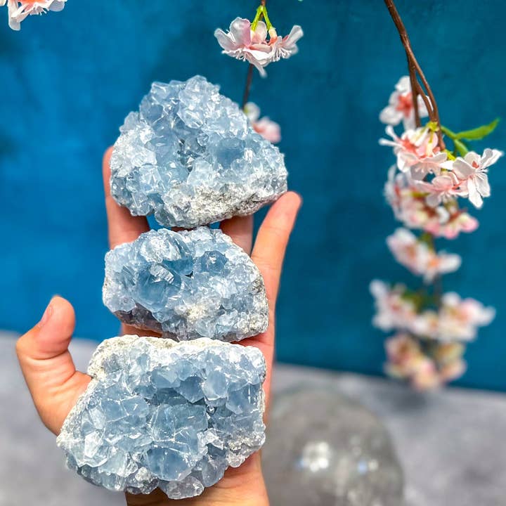 Mandala Gems – wholesale Spiritual stone/crystal – CELESTITE Clusters, Raw Celestite Wholesale Crystals