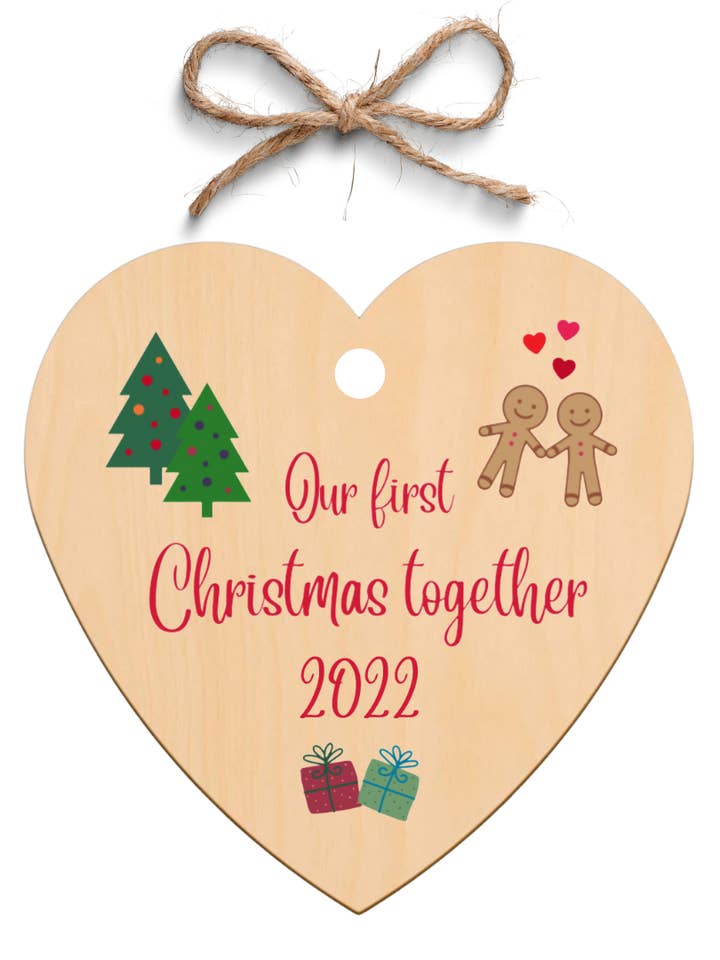 Second Ave vores første jul sammen træ hængende hjerte jul Xmas træ dekoration briks for engroshandel hos Second Ave Gift Company