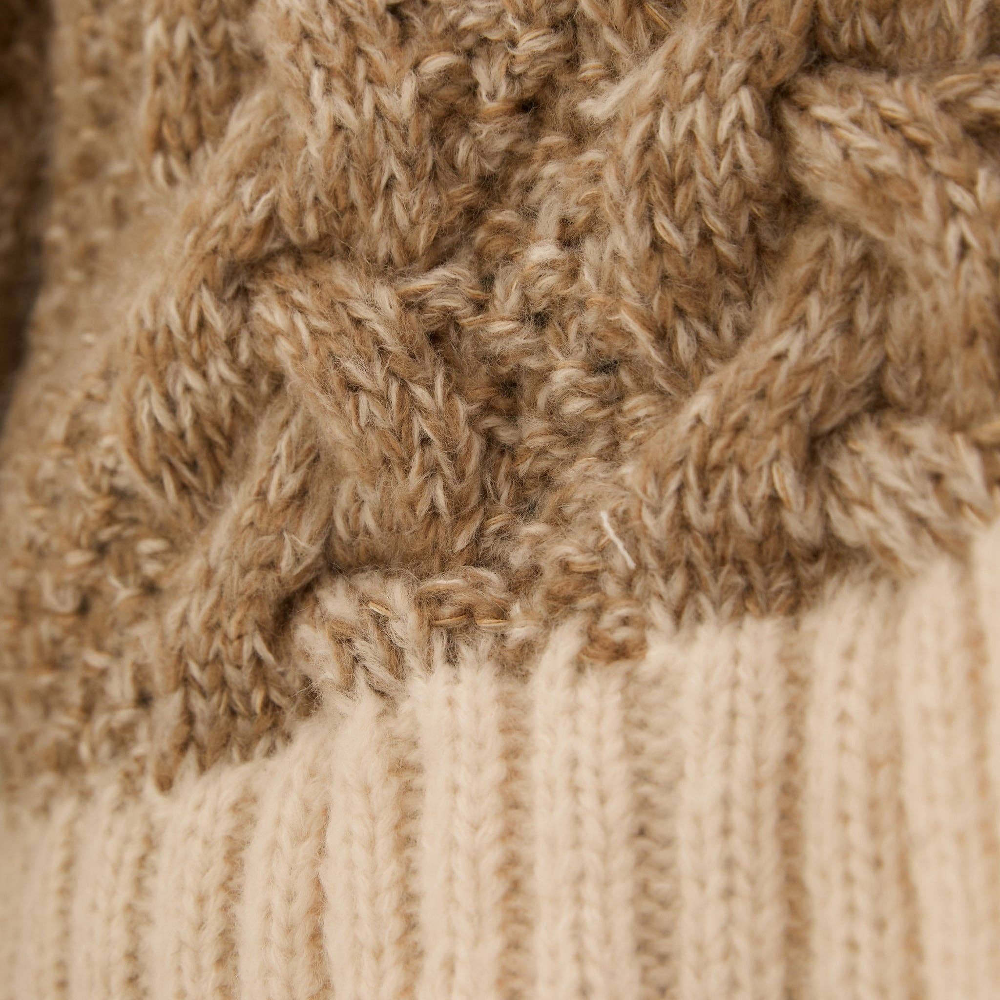 Cara & The Sky - Wholesale Knit Sweater - Women's - Jennie Cable High Neck Balloon Sleeve Jumper - Beige6