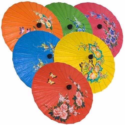 Solid Color & Flowers Parasols - WUBL237 for wholesale by World Buyers
