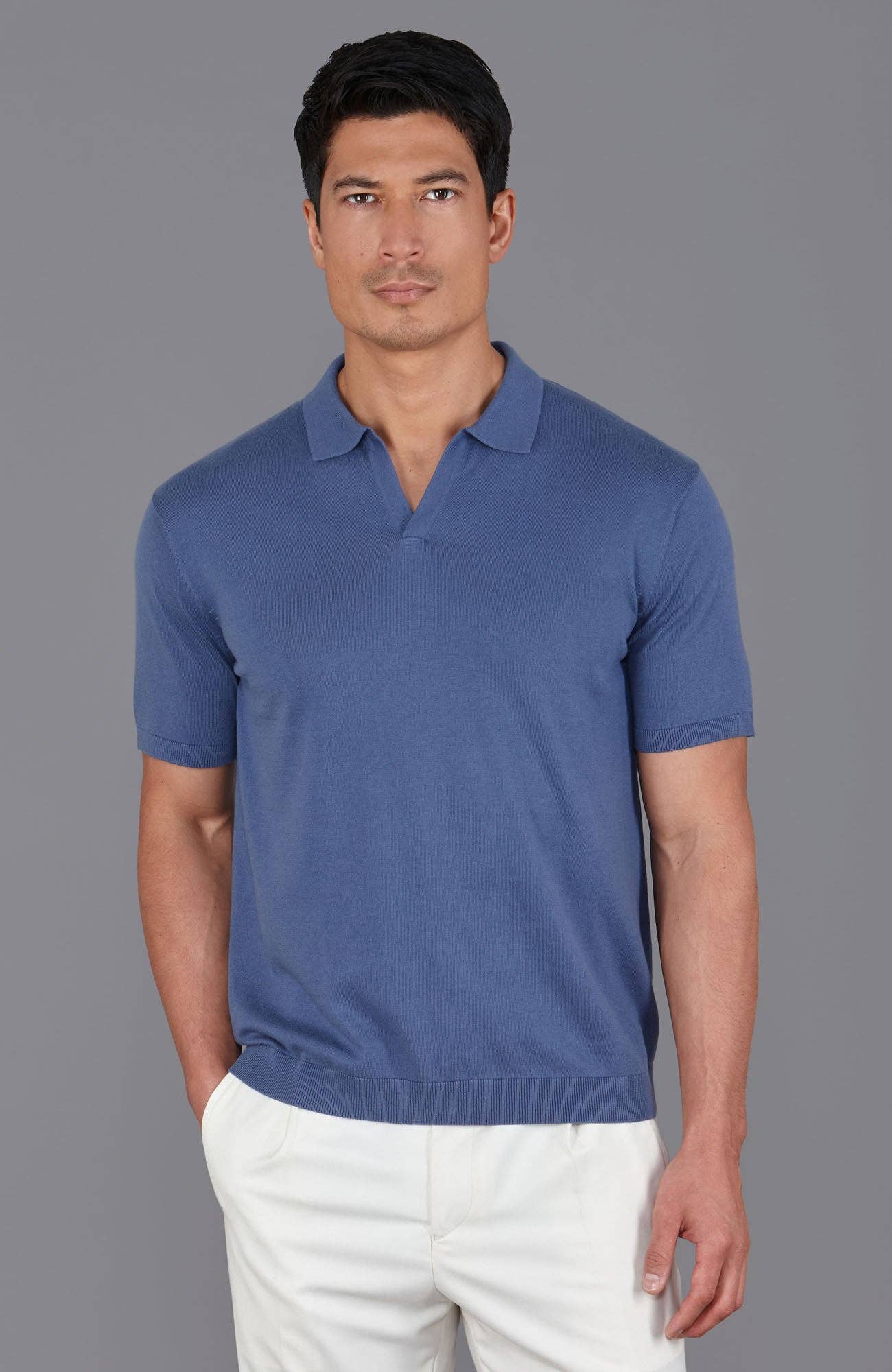 Paul James Knitwear - Wholesale Polo - Heren - Heren Ultra Fijne Katoenen Poloshirt Zonder Knopen18