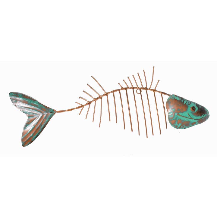 White Elephant - Wholesale Wall Accent - LG BONE FISH SPORT FISH METAL WALL ART TROPHY NAUTICAL COAST