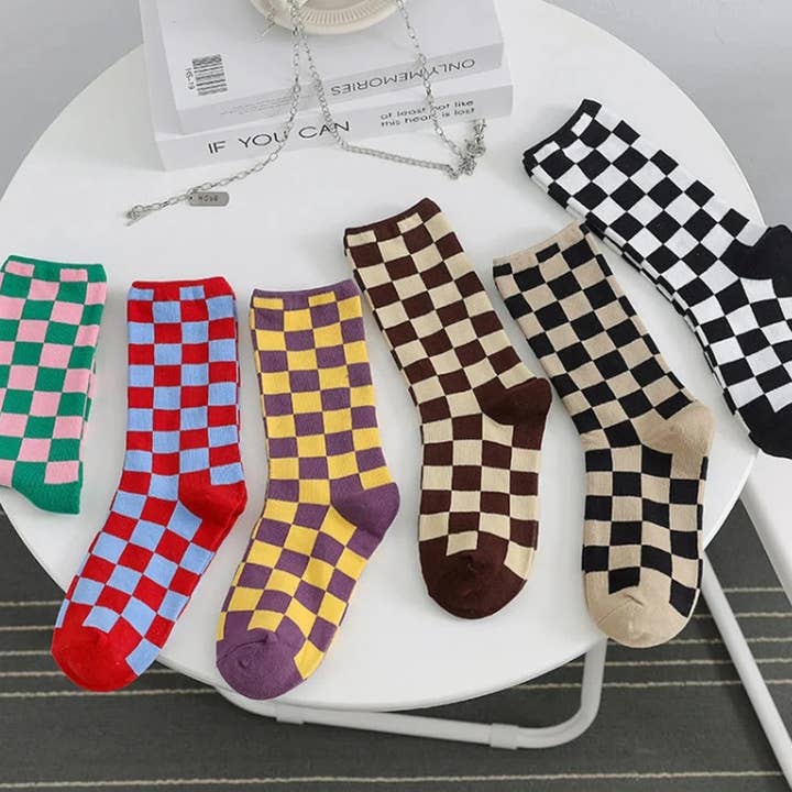 Weavey Studio - Wholesale Socks - Women's - Checkered Socks (High Ankle)