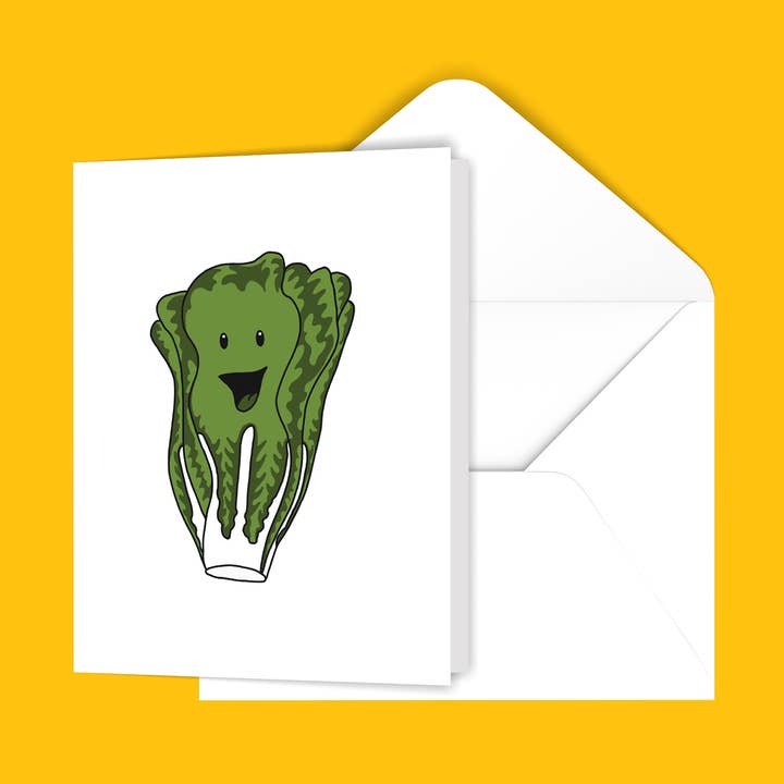 Carte de vœux laitue romaine pour la vente par Black River Letterpress & Paper Co.