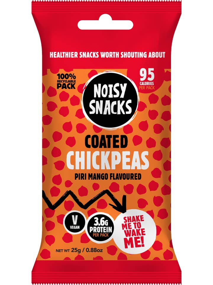 COATED CHICKPEAS PIRI MANGO FLAVOUR 10 x 25G for wholesale by Noisy Snacks