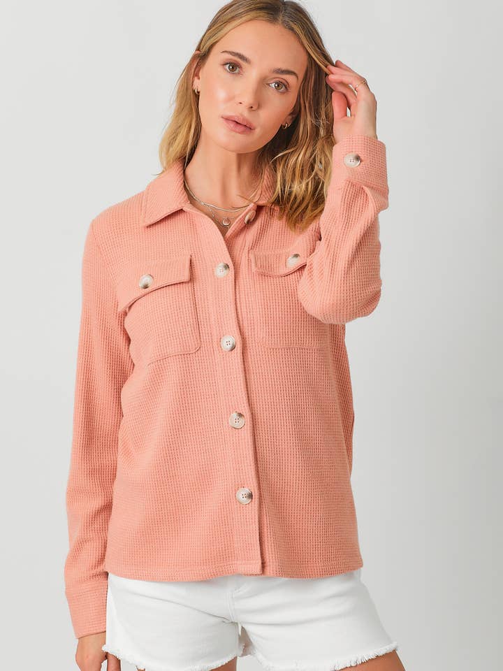 60530 Button Down Thermal Shacket for wholesale by Mystree