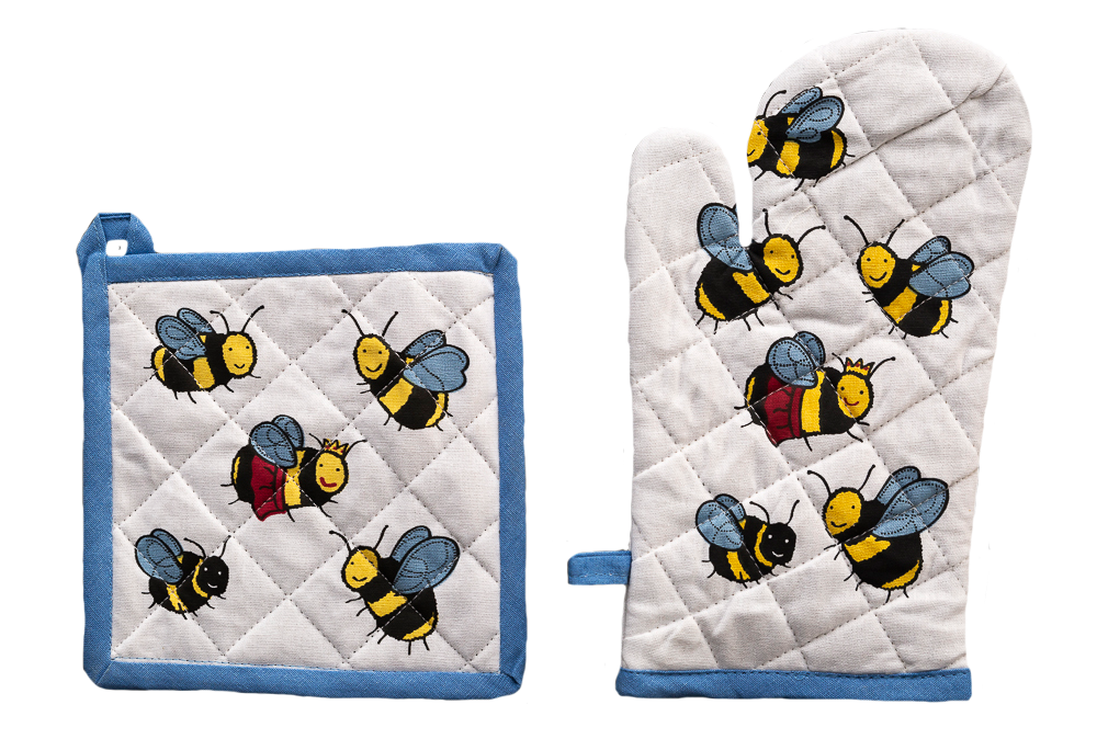Allgifts Australia - Wholesale Oven Mitt/Pot Holder - Oven Glove & Pot Holder Set - Bees0