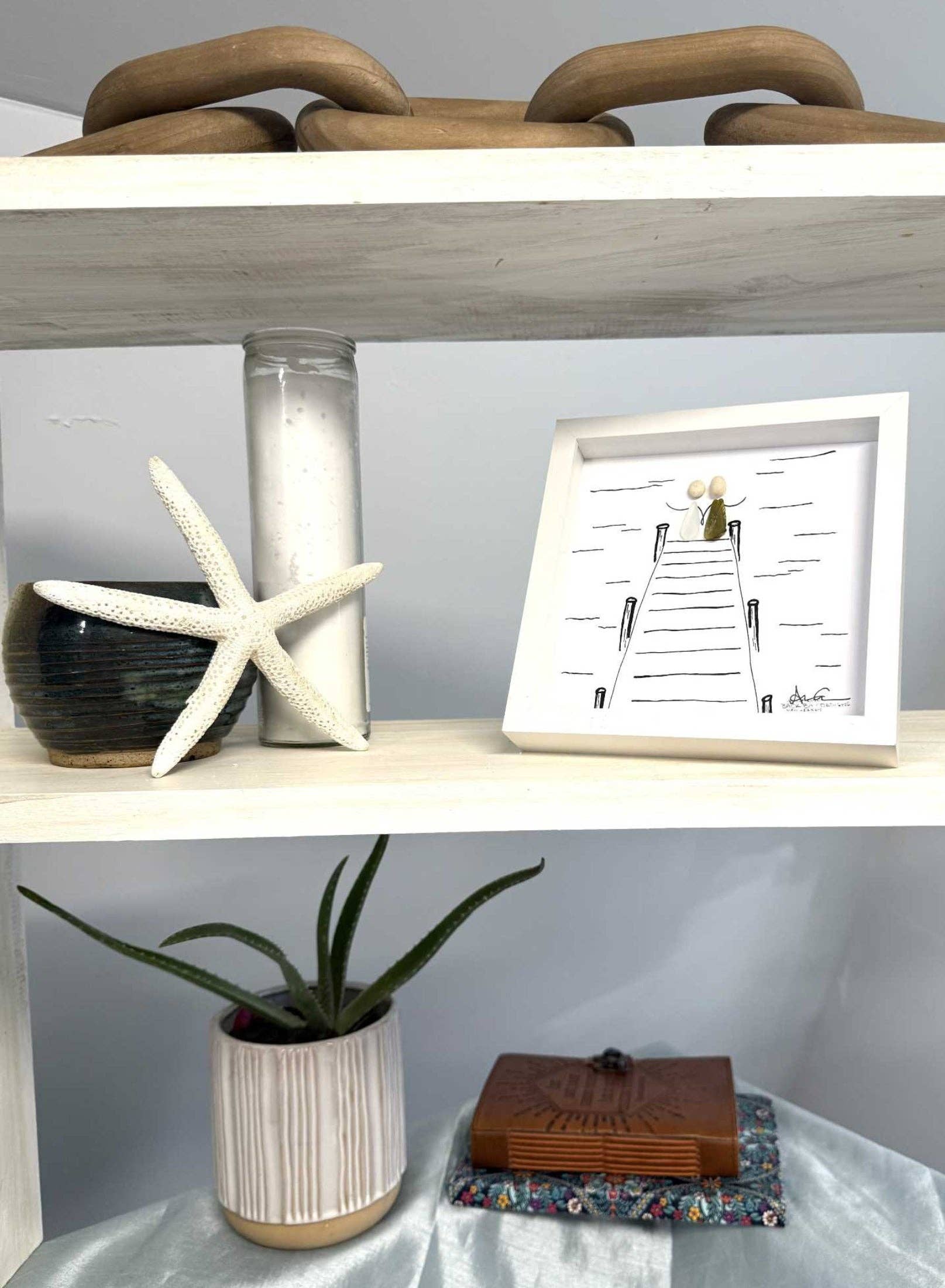 Back Bay Designs - Wholesale Art Print - Dockside MINI - Sea Glass Art - 6x6 Framed1