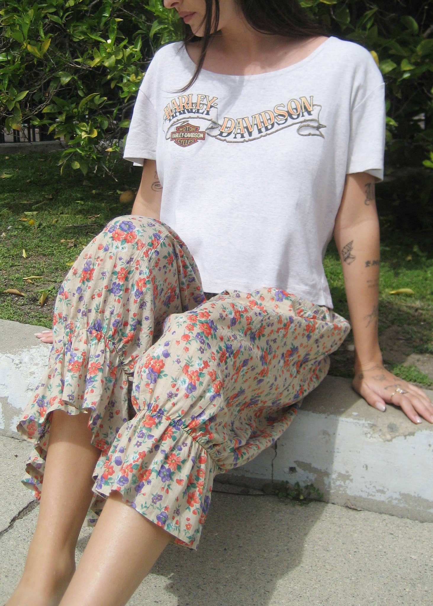 American Recycled Clothing – Calças de treino/corrida casuais – Mulher por atacado – Conjunto de Bermudas Midi em Gaze1