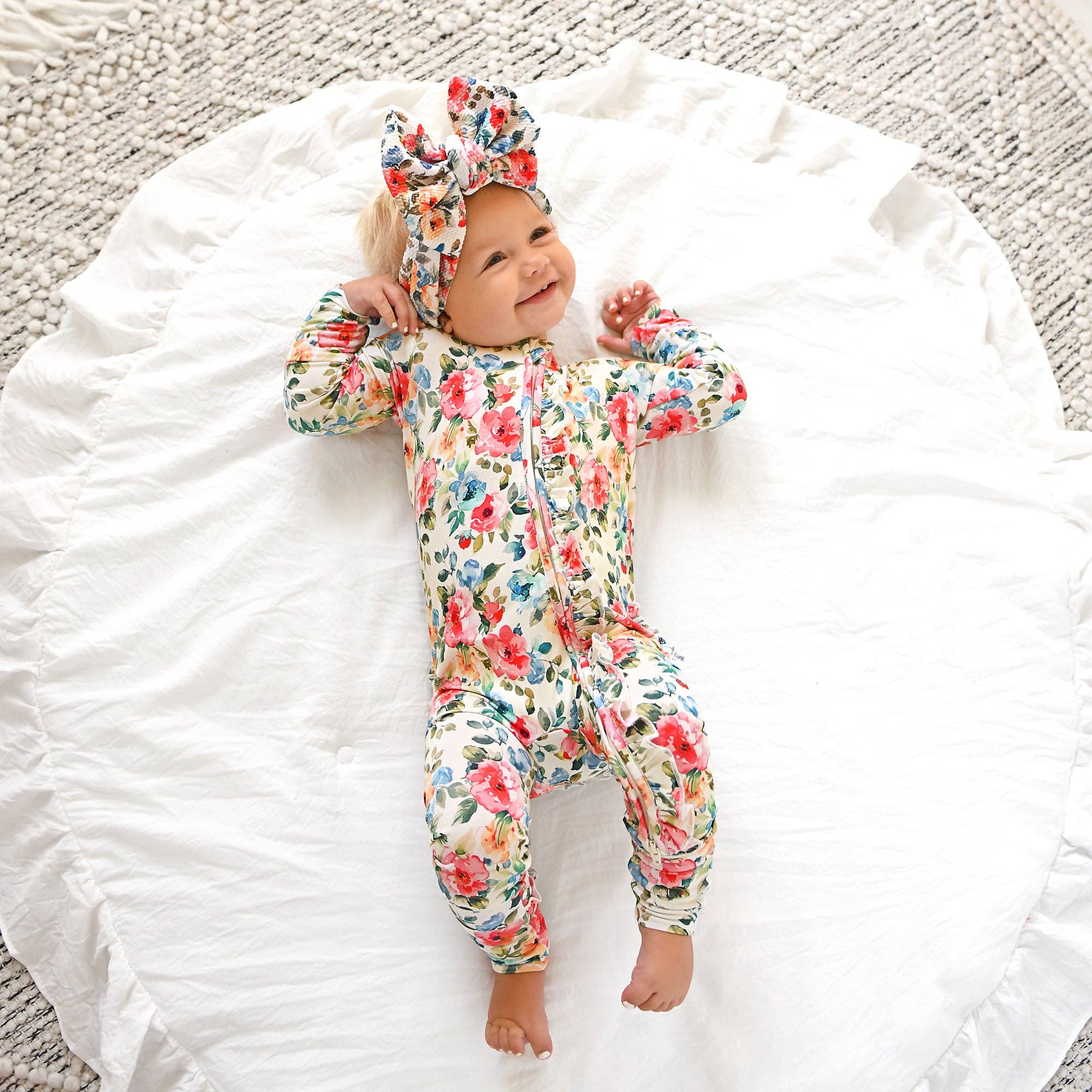 Gigi and Max - Wholesale Jumpsuit - Baby - Nayeli RUFFLE ZIP Bamboo One Piece Floral Baby Clothing3
