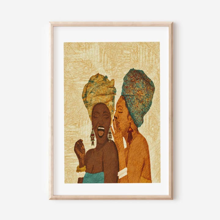 Impression de l'amitié africaine | Cadeau pour un ami | Impression d'autonomisation | Black Sister Love | Femmes africaines | Copines africaines | Cadeau pour elle pour la vente par Organique Rita | Art Prints & Stationary