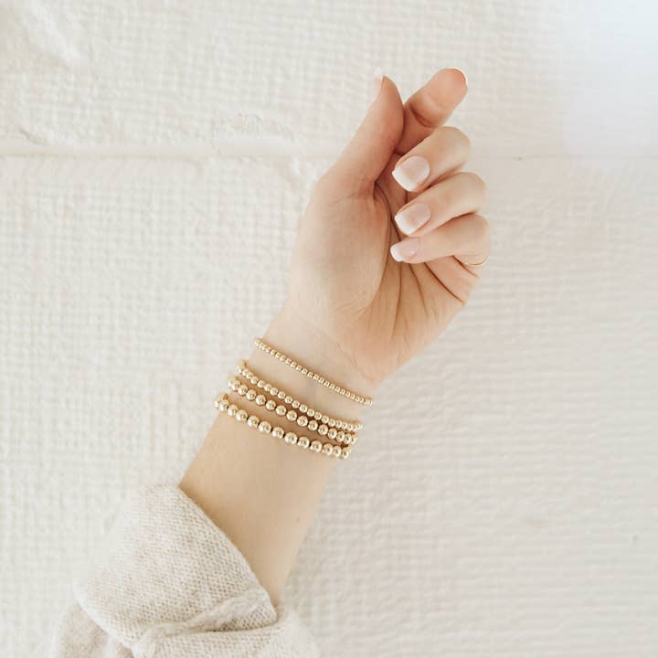 Gold Filled Beaded Bracelet - 3mm, 4mm, 5mm, 6mm for wholesale by Waves and Stone