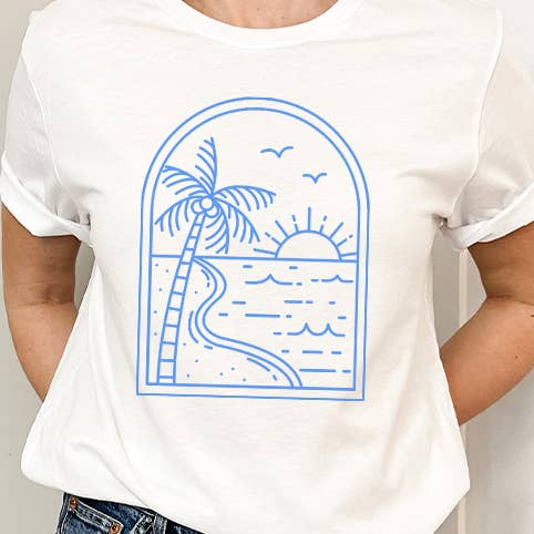 Camiseta Gráfica de Verano con Palma de Playa para venta al por mayor de Select Apparel