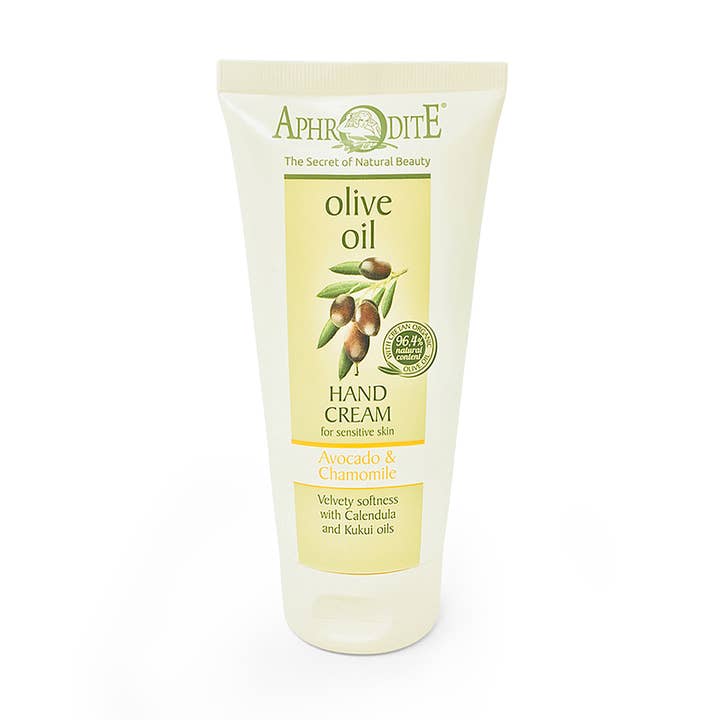 Jumbo Olive Oil Hand Cream with Avocado & Chamomile for wholesale by Aphrodite Skin Care USA