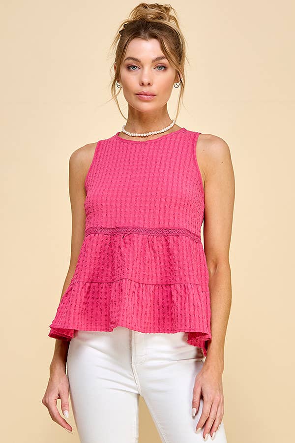 Heart & Hips - Wholesale Blouse - Women's - WK50480 - BABYDOLL TIER BUBLLE WOVEN TOP WITH TIE BACK3