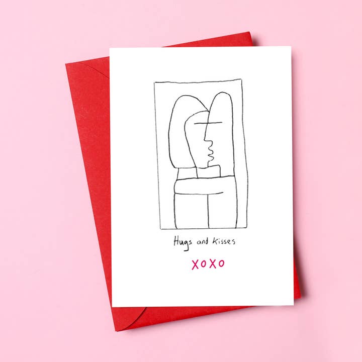 Valentine’s Day Card | Hugs and Kisses | Black & White for wholesale by Happy Street