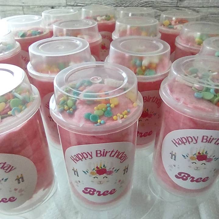 10 Cotton Candy Push Pop Party Favors, Personalized Llama label, Llama theme, Sweet Theme Birthday Favor Bags, Dessert Table, Candy Buffet for wholesale by Hey Sugar Cotton Candy